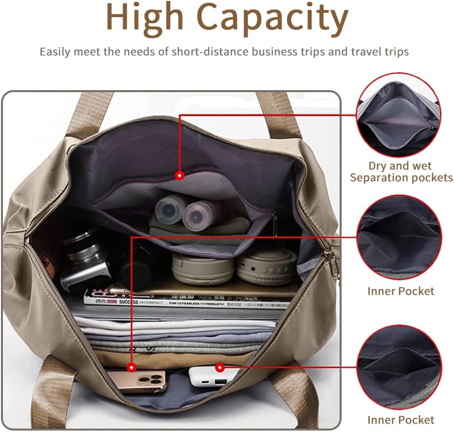 Large Capacity Foldable Travel Bag Expandable Portable Carry on Bag Dry&Wet Separation Sports Duffel Bags