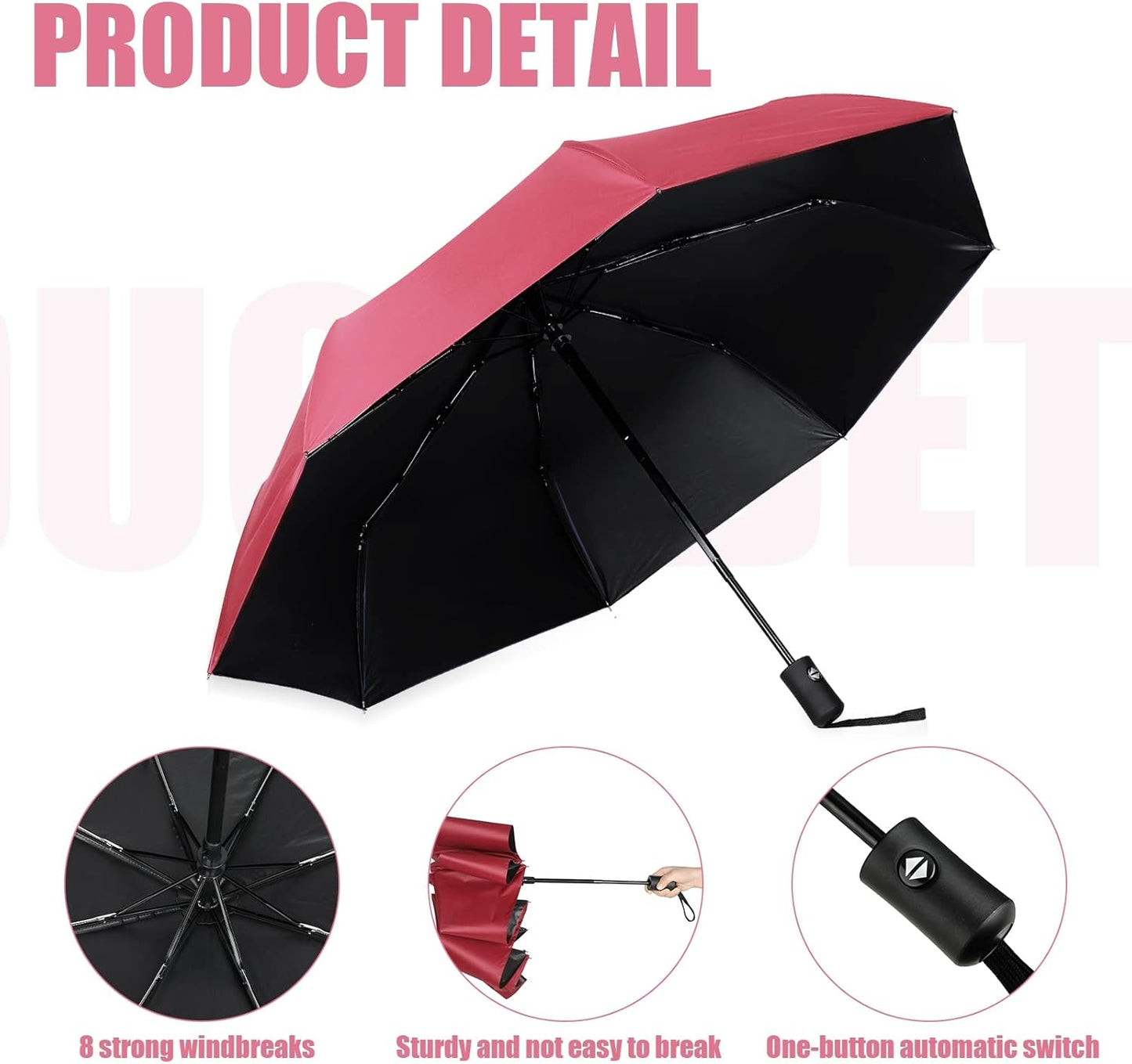 Jexine 6 Pcs Travel Compact Umbrella Automatic Open Close Windproof Small Light Backpack Purse Car Portable Collapsible Umbrella for Rain, Men Women