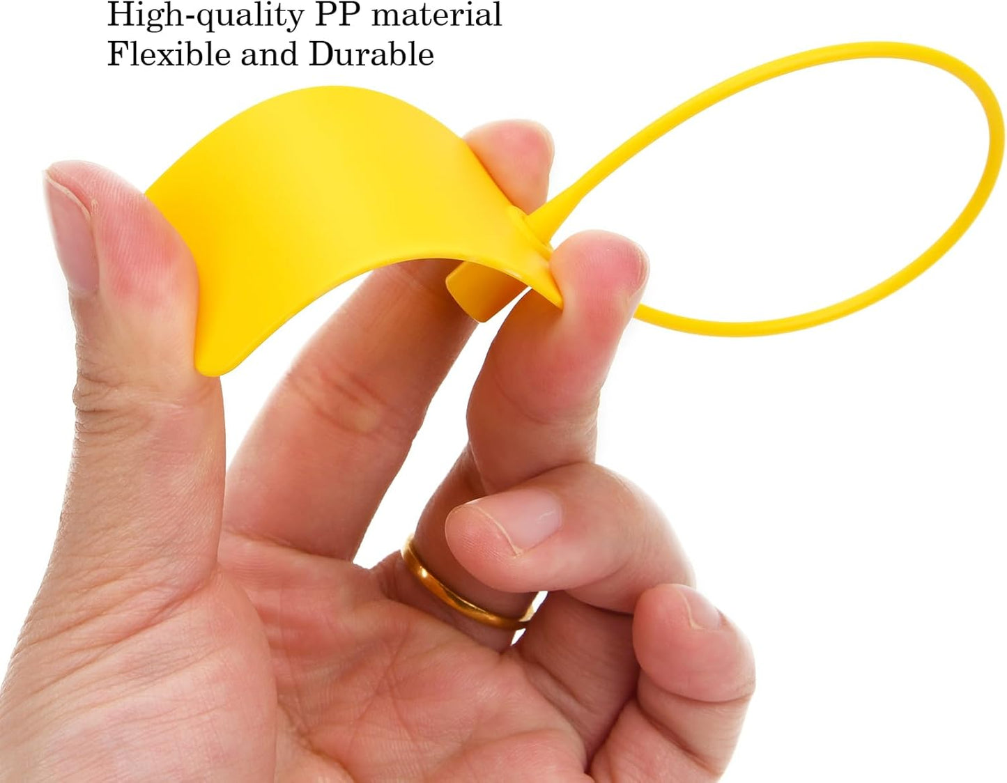 100pcs Luggage Tags Plastic Seals Shipping Label Logistics Use Sign Tie, Sealing Storage Multi Purpose Name ID Tag with Marker for Backpack, Schoolbag, Car Key (Yellow)