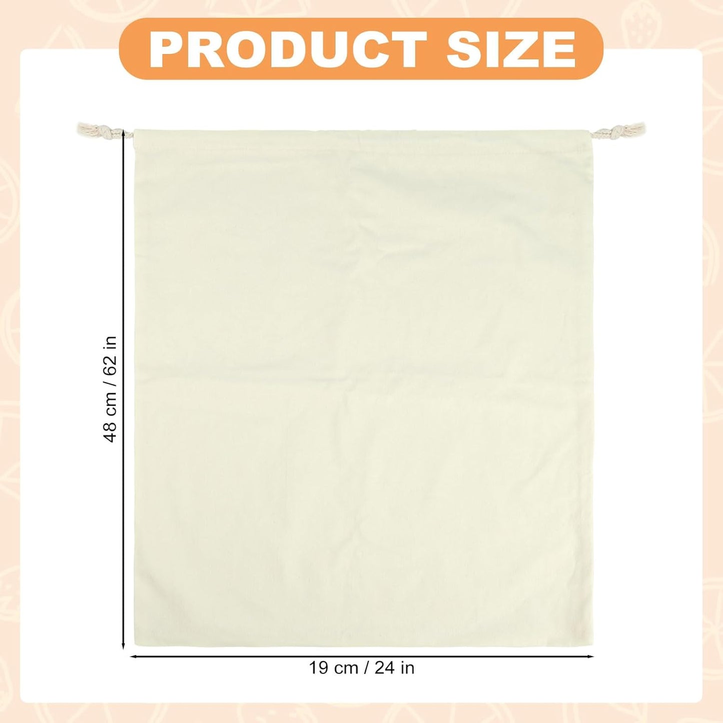 2-Pack Cotton Drawstring Storage Bags - Versatile Organizer for Shoes, Travel & Home, Breathable Fabric, Matching Size Set (12"x15"), Durable Reusable Pouches