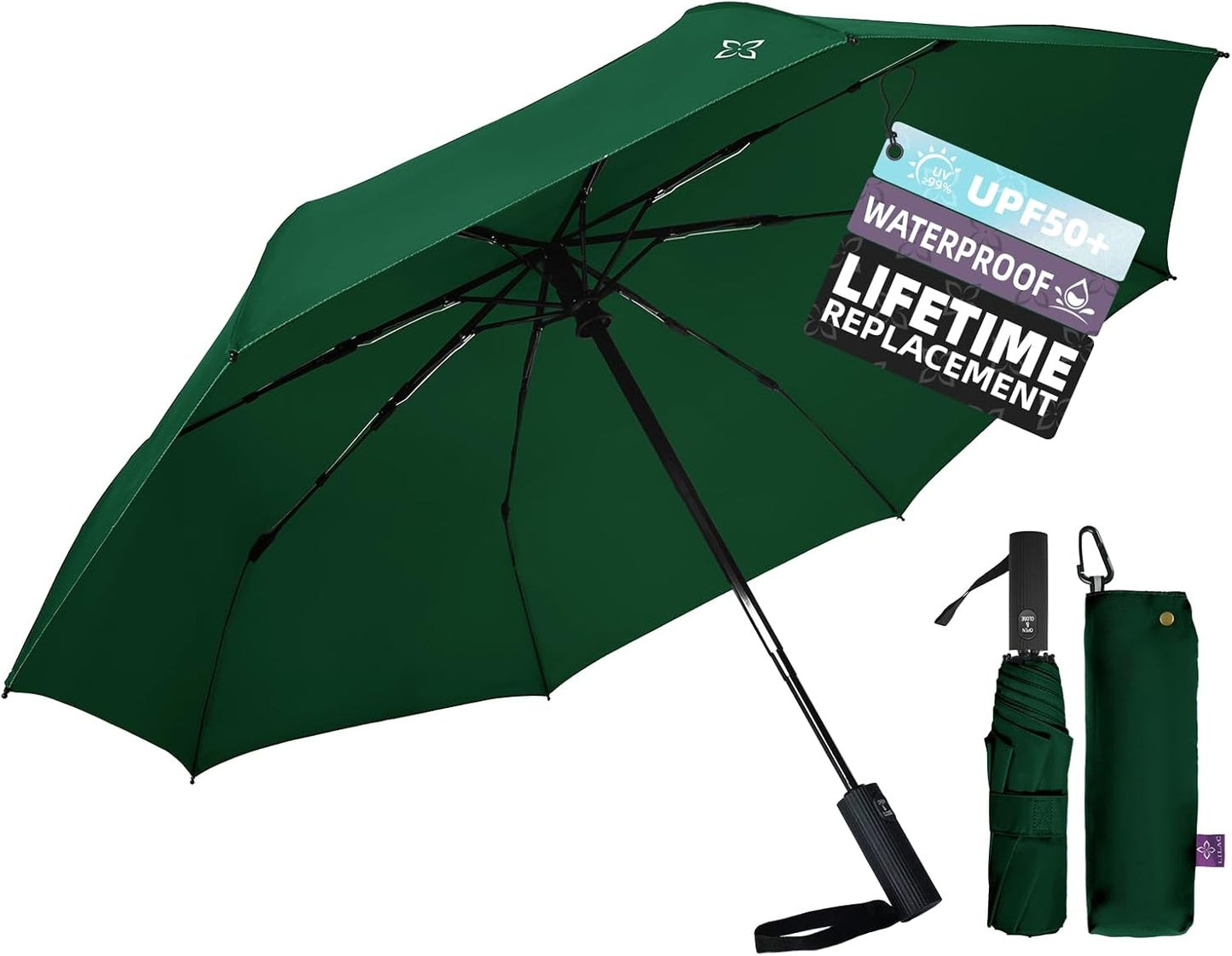 Travel Mini Umbrella Compact Small & Lightweight, UV Rain Protection, Pocket-Sized Folding Umbrellas with Quickdraw & Case for Men Women & Kids Backpack