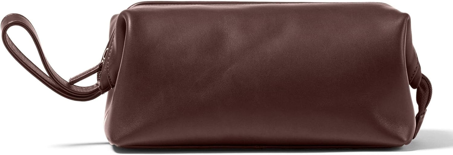 Leatherology Premium Mahogany Framed Toiletry Bag - Wide-mouth zippered opening, interior and exterior zippered compartments, compact and functional