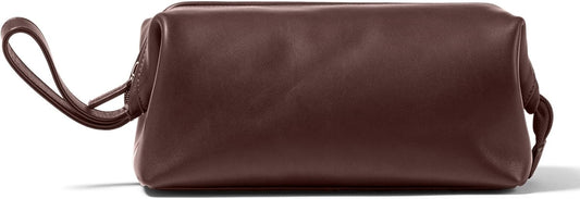 Leatherology Premium Mahogany Framed Toiletry Bag - Wide-mouth zippered opening, interior and exterior zippered compartments, compact and functional