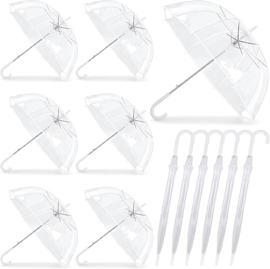 12 PCS Wedding Clear Umbrellas Bulk 47 Inch Large Transparent Bubble Umbrella Rain Windproof Dome Stick Umbrellas with J Hook Handle for Wedding Graduation Prom Bridal Party Outdoor Events Supplies