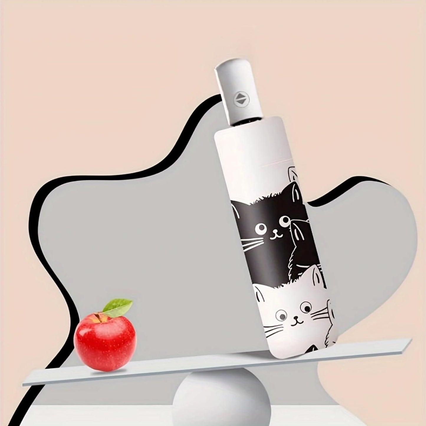 Compact Cat Umbrella - Automatic Folding, Dual-Use Rain and Sun Protection, Black Coating Anti-UV, Windproof, Lightweight, Portable Travel Companion for Men and Women