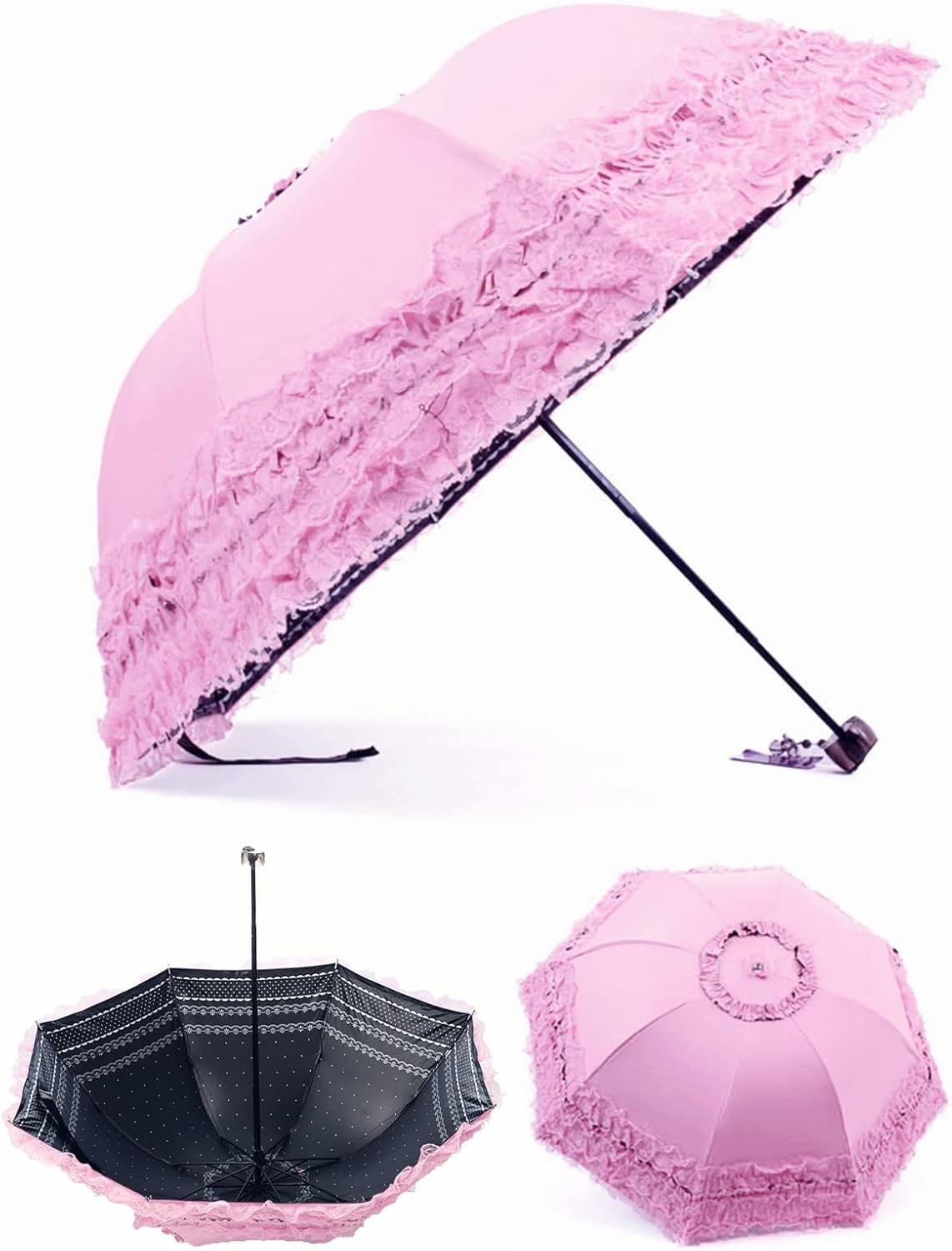Vintage Lace Parasol Gothic Lolita Umbrella UV Sun Protection Witch Cosplay Photoshoot Props Party Decoration