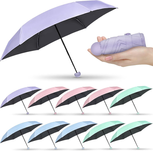 Sweetude 12 Pcs Travel Mini Umbrellas for Purse Bulk Folding Compact Lightweight Windproof UV Pocket Collapsible Umbrella for Kids Backpack Rain Wedding Party Women Girls
