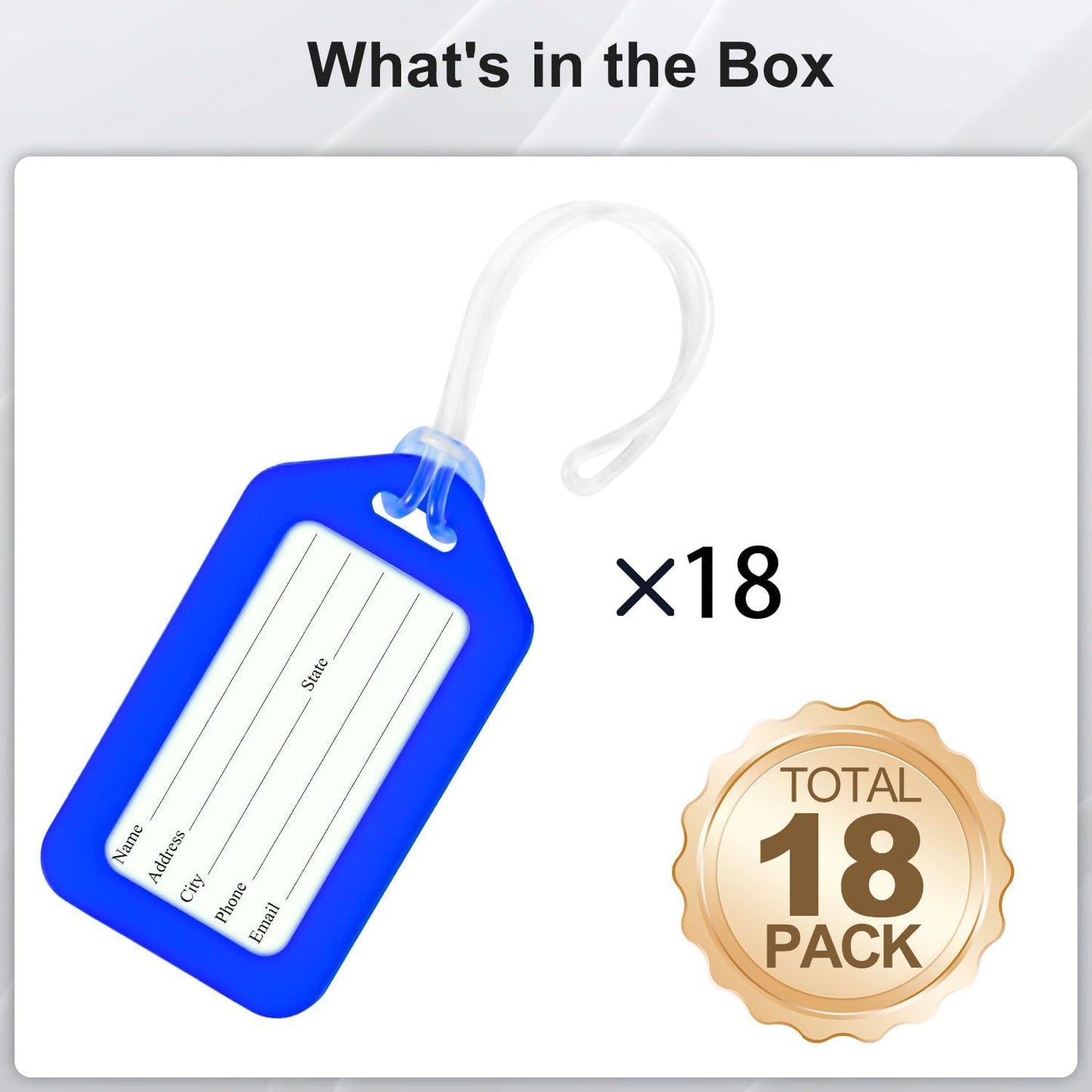 18 Pack Luggage Tag Bright Luggage Tags for Suitcases Bag Tags Name Tags for Kids Travel Accessories Must Haves by Sodsay (Blue)