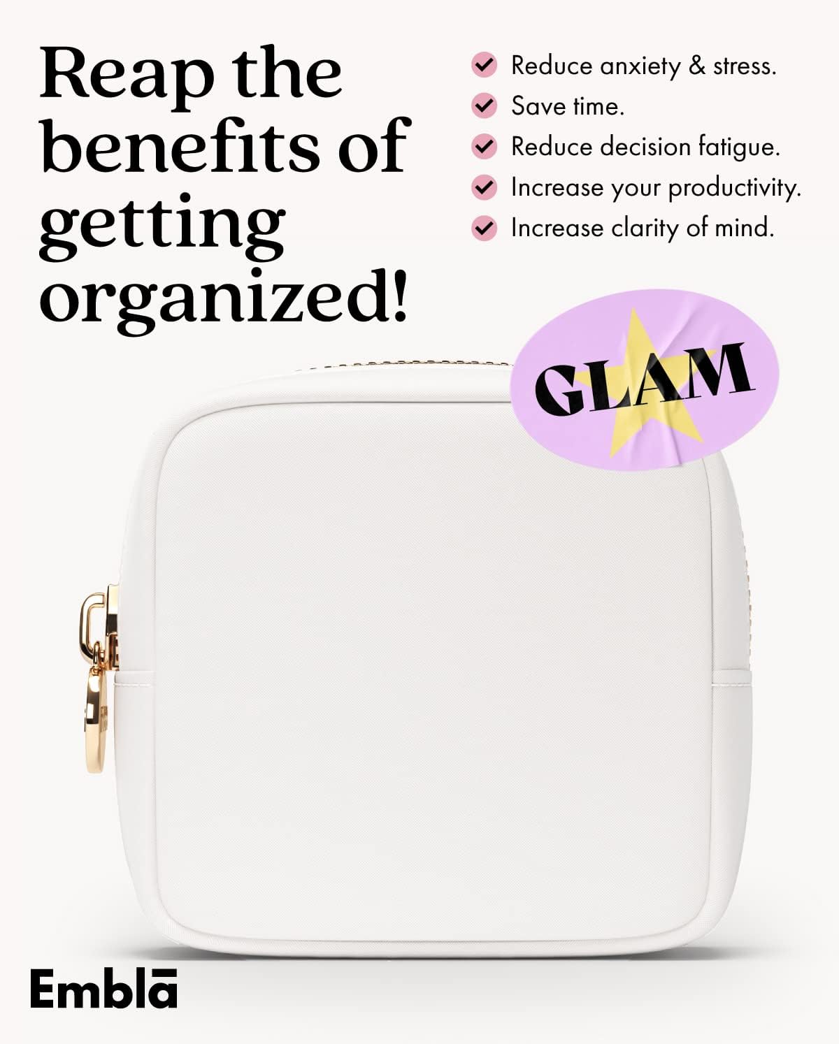 Makeup Bag Travel Cosmetics Pouch and Toiletry Bag, Nylon Zipper Pouch Purse, Cute Make Up Organizer Storage Tote for Women Girls, Waterproof Travel Skincare Case, Small Makeup Bags, White