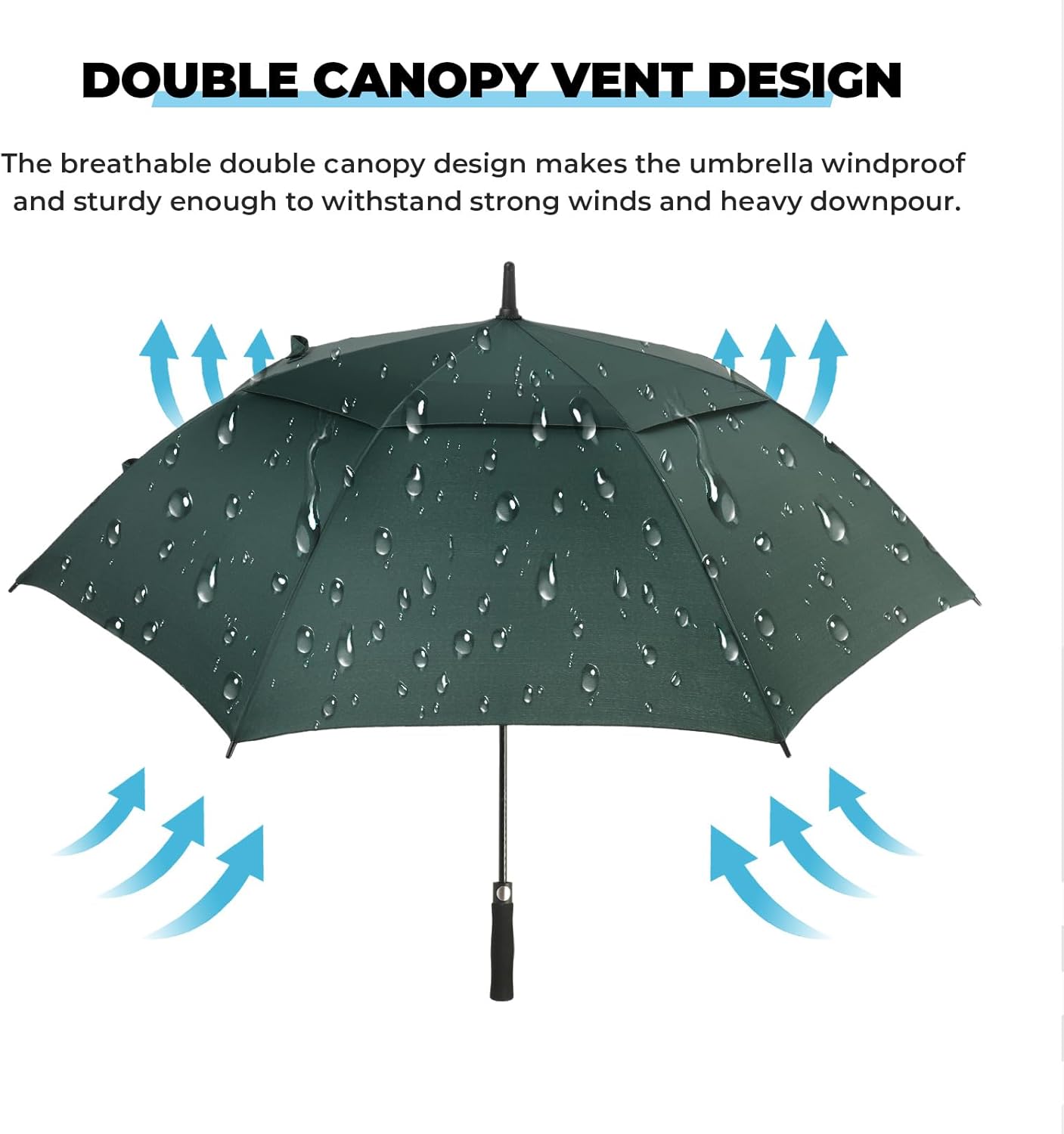 Automatic Open Golf Umbrella, 54/62/68/72 inch Extra Large Oversize Double Canopy Vented Stick Umbrellas, Windproof Waterproof Umbrella for Men And Women