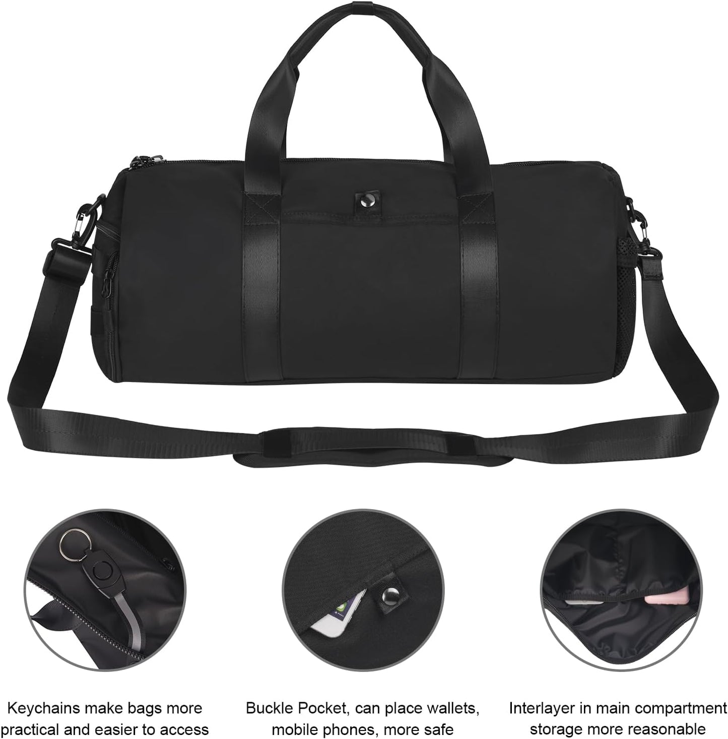 ArcEnCiel Medium Tactical Duffle Bag Men Gym Pack Molle Shoulder Bags Shoes Storage Sports Handbag with Patch(Black)