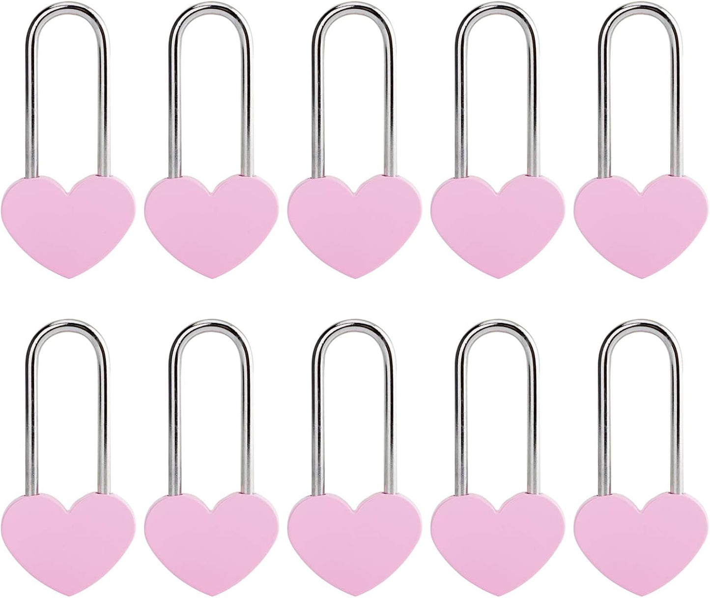 10PCS 3.5" Love Lock Heart Padlock,Pink Single Heart Wish Lock for Lovers Wedding,Valentines,Anniversary,Travel(NO Key)