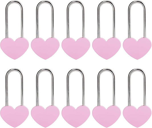 10PCS 3.5" Love Lock Heart Padlock,Pink Single Heart Wish Lock for Lovers Wedding,Valentines,Anniversary,Travel(NO Key)