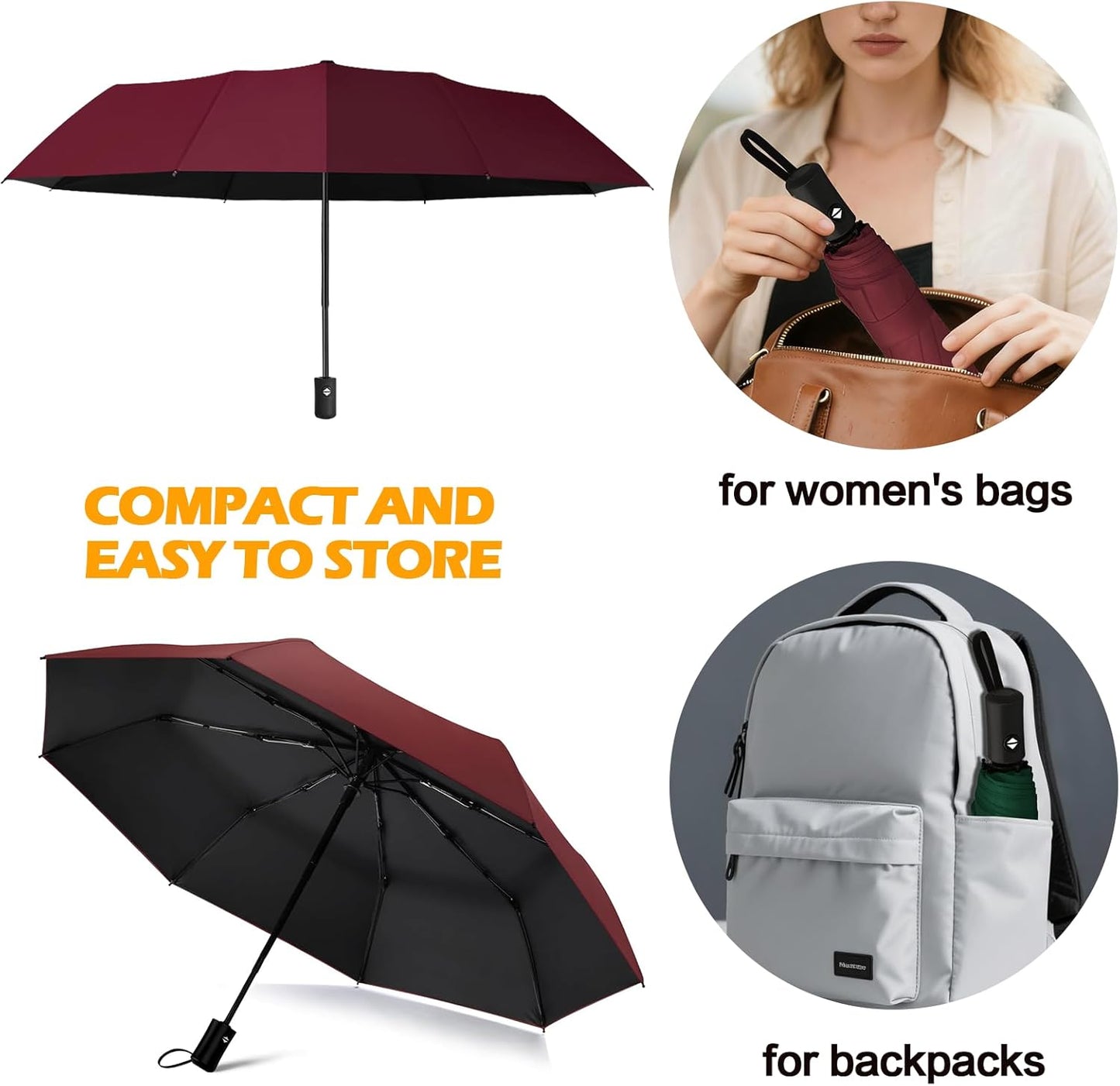 42/46/50inch Compact Umbrella Travel Size Umbrellas for Rain Waterproof And Wind Resistant Auto Open Close UPF 50+ UV Umbrella Sun Umbrellas UV Protection