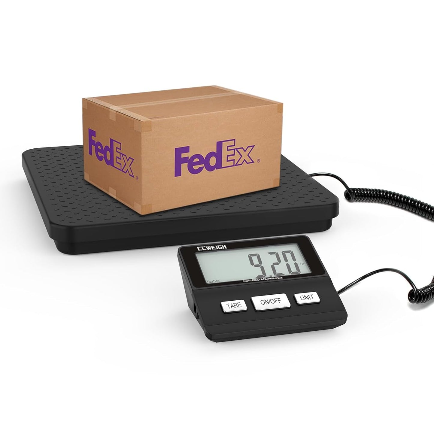 Digital Shipping Scale with Weight Indicator, 440lb/1.76oz, for Small Business, parcels, Home, Luggage, etc., Digital Postal Scale with AC Adapter and LCD Digital Display.