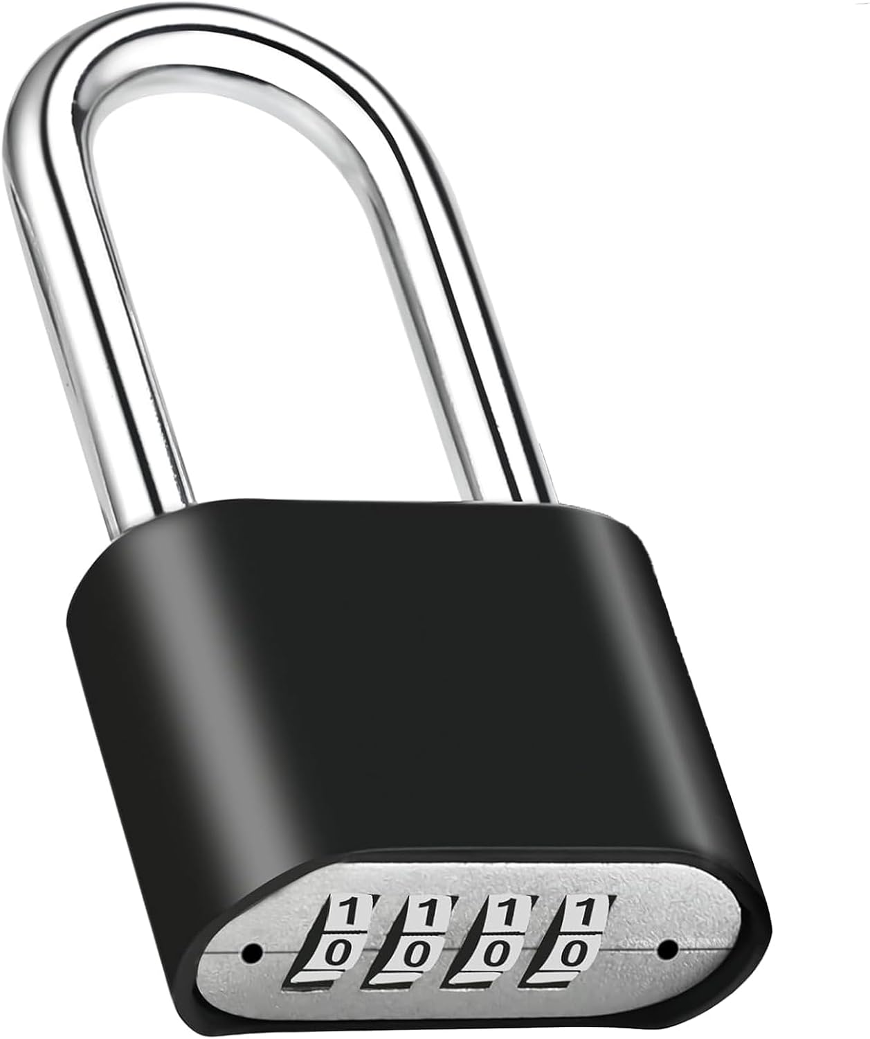 1pcs Combination Lock, 4-Digit Heavy Duty Combo Lock, Combination Padlock Outdoor Waterproof Gate Locks for Outdoor Fence, Locker, Sheds, Gym, Gate Hasps (1pcs, Long Shackle)