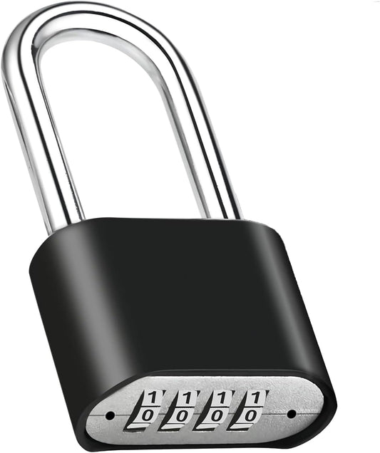 1pcs Combination Lock, 4-Digit Heavy Duty Combo Lock, Combination Padlock Outdoor Waterproof Gate Locks for Outdoor Fence, Locker, Sheds, Gym, Gate Hasps (1pcs, Long Shackle)