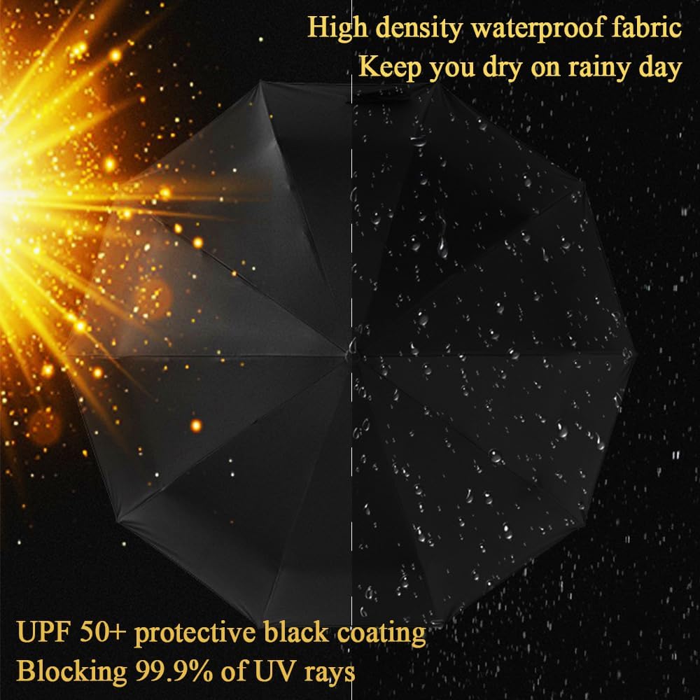 Automatic Umbrella Windproof Lightweight Strong Compact UV Protection Rain Travel Umbrellas Collapsible Backpack Umbrella Suit For Adult