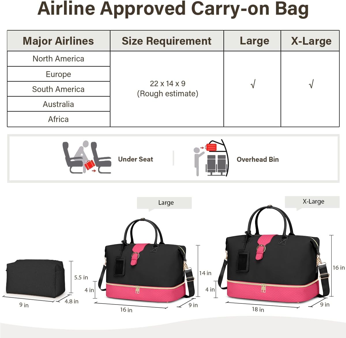 Leather Weekender Bags for Women, Travel Duffel Bag PU Overnight Bag Carry On Tote Bag with Shoe Compartment Wet Pocket