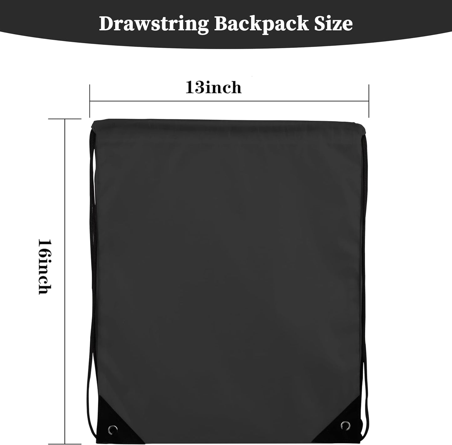 10Pcs Black Drawstring Backpack Bags Sack Pack Cinch Tote Sport Bulk Storage Polyester Bag for Gym Traveling