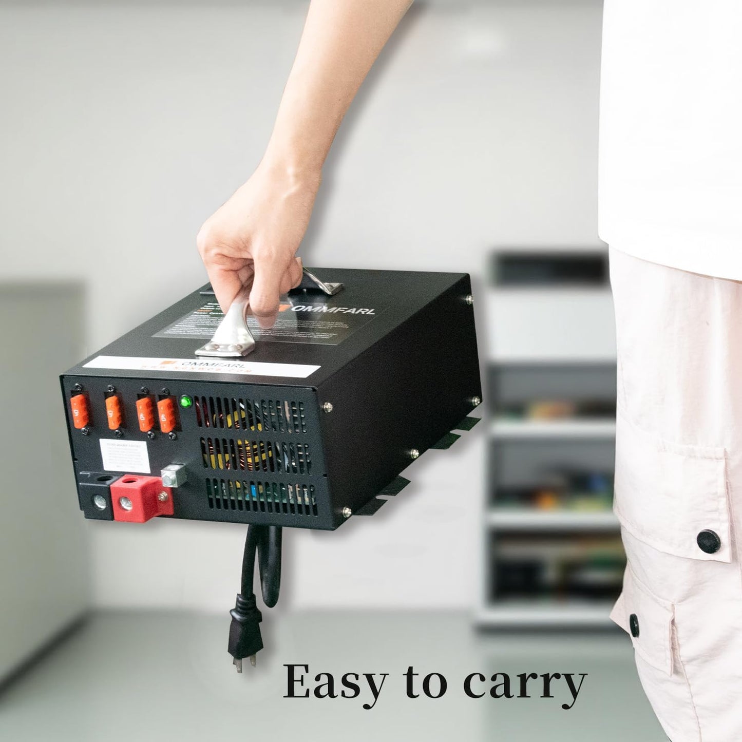 100 amp Power Converter for rv Camper with Handle and 15ft Cables,Battery Chargers with 3 Stage Smart Charging Mode for rv 110/120 VAC to DC 12V, with Voltage Display