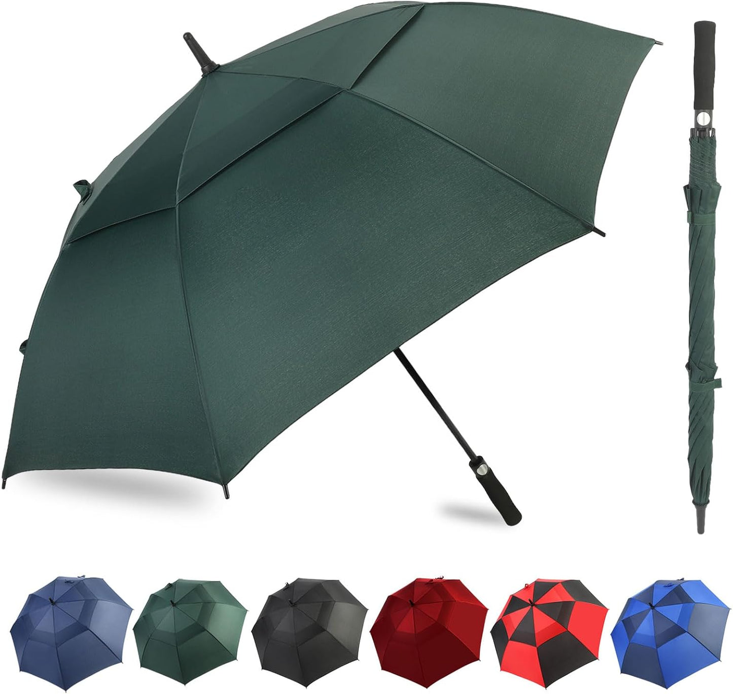 Automatic Open Golf Umbrella, 54/62/68/72 inch Extra Large Oversize Double Canopy Vented Stick Umbrellas, Windproof Waterproof Umbrella for Men And Women