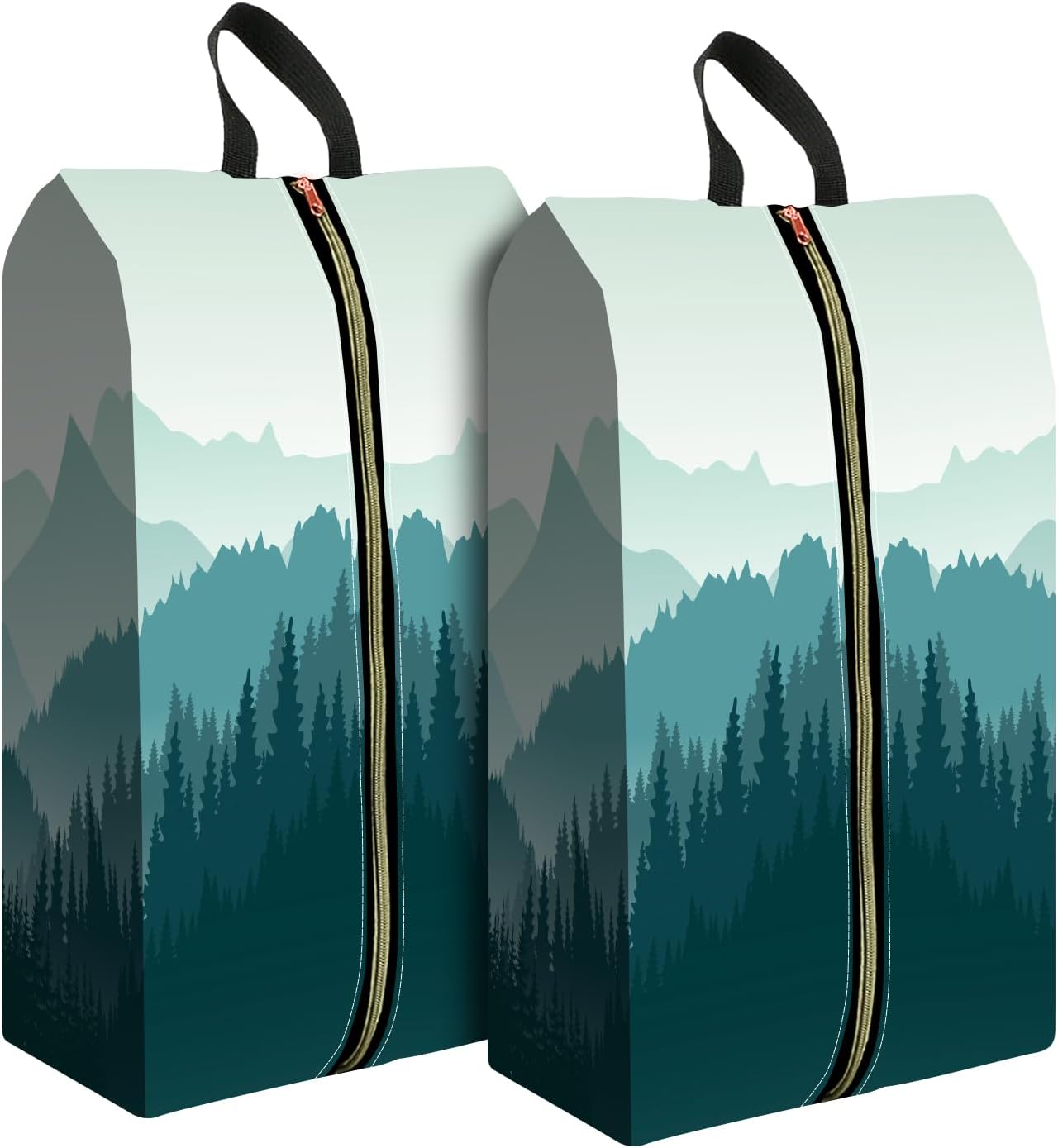 2pcs Shoe Organizer for Travel, Packing Shoe Travel Bags, Cute Shoe Bag with Zipper & Handle, Portable Travel Essentials for Women and Men Green Mountain