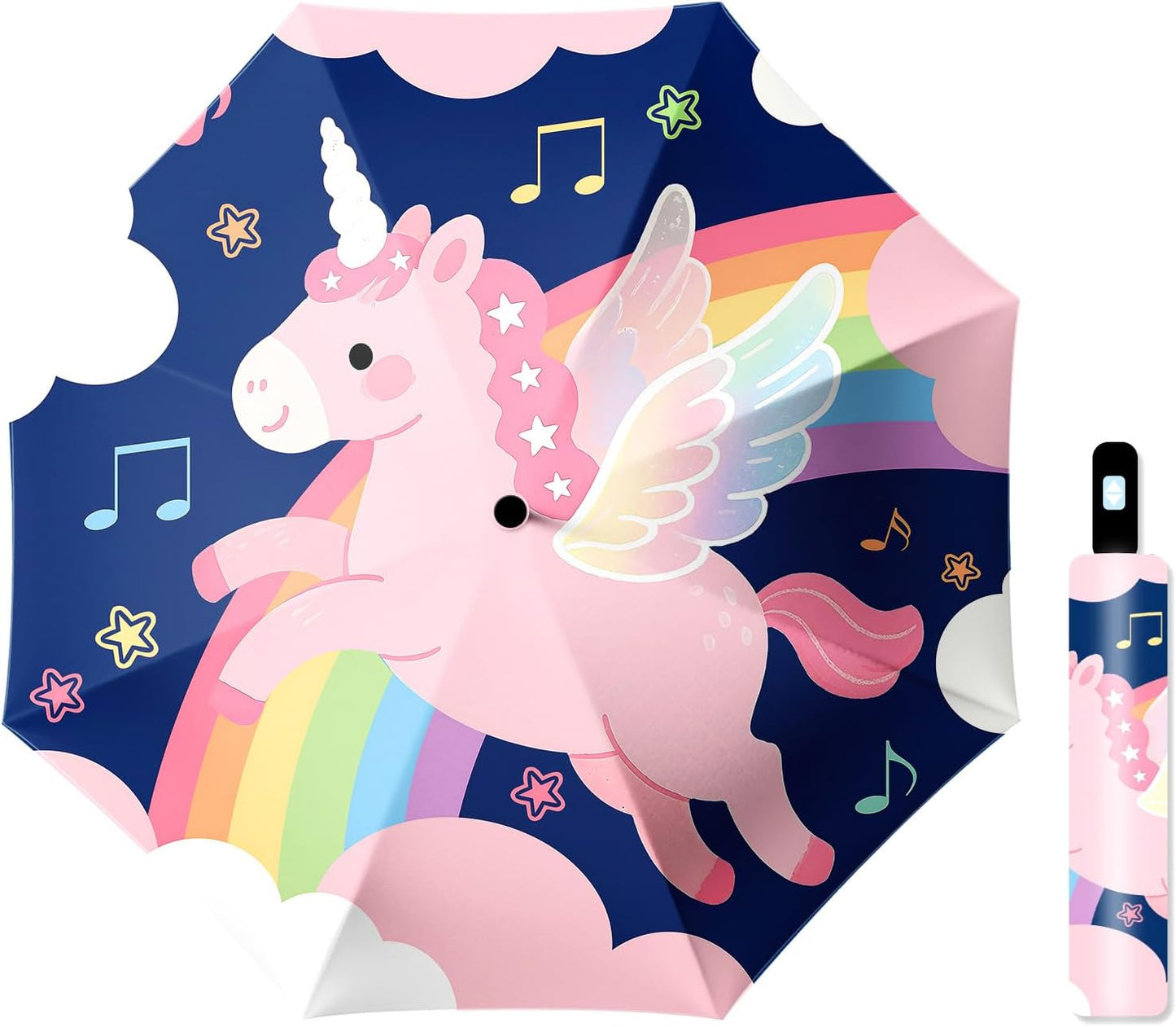 Small Travel Folding Umbrella for Girl, Portable, UV, SunShade, Compact, Automatic, Rain & Wind