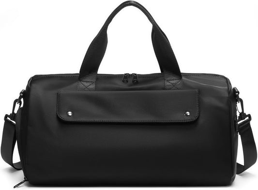 REEYEE Small Gym Bag, Black Waterproof Duffle Bag for Men Women, Cordura Workout Bag with Trolley Sleeve, Duffle Bag for Travel, Sports, Fitness, Training, Yoga, Hospital