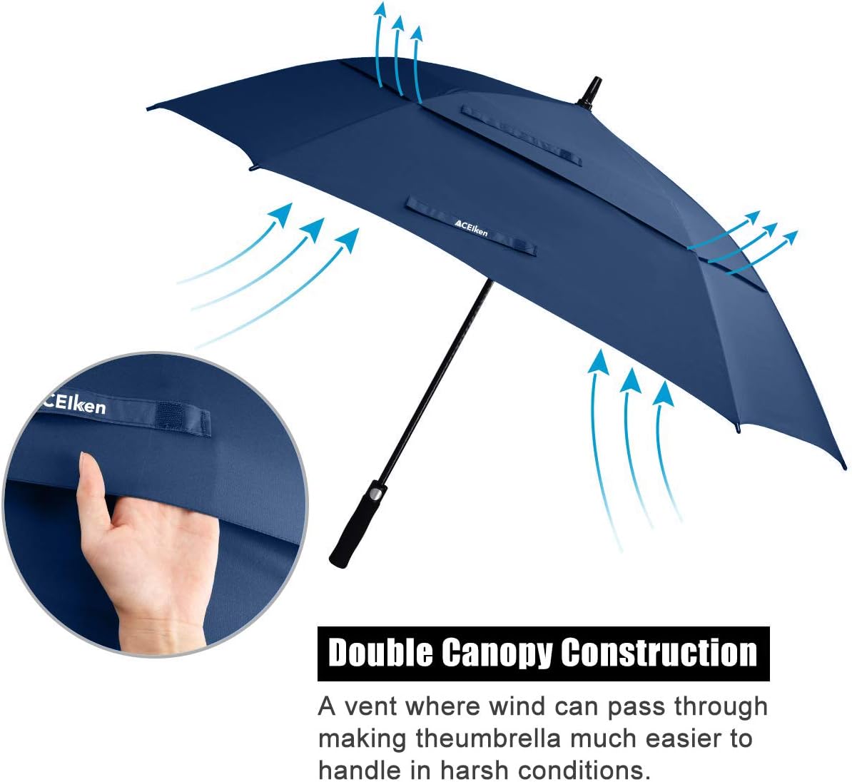Golf Umbrella Large 58/62/68 Inch Automatic Open Golf Umbrella Extra Large Oversize Double Canopy Vented Umbrella Windproof Waterproof for Men and Women