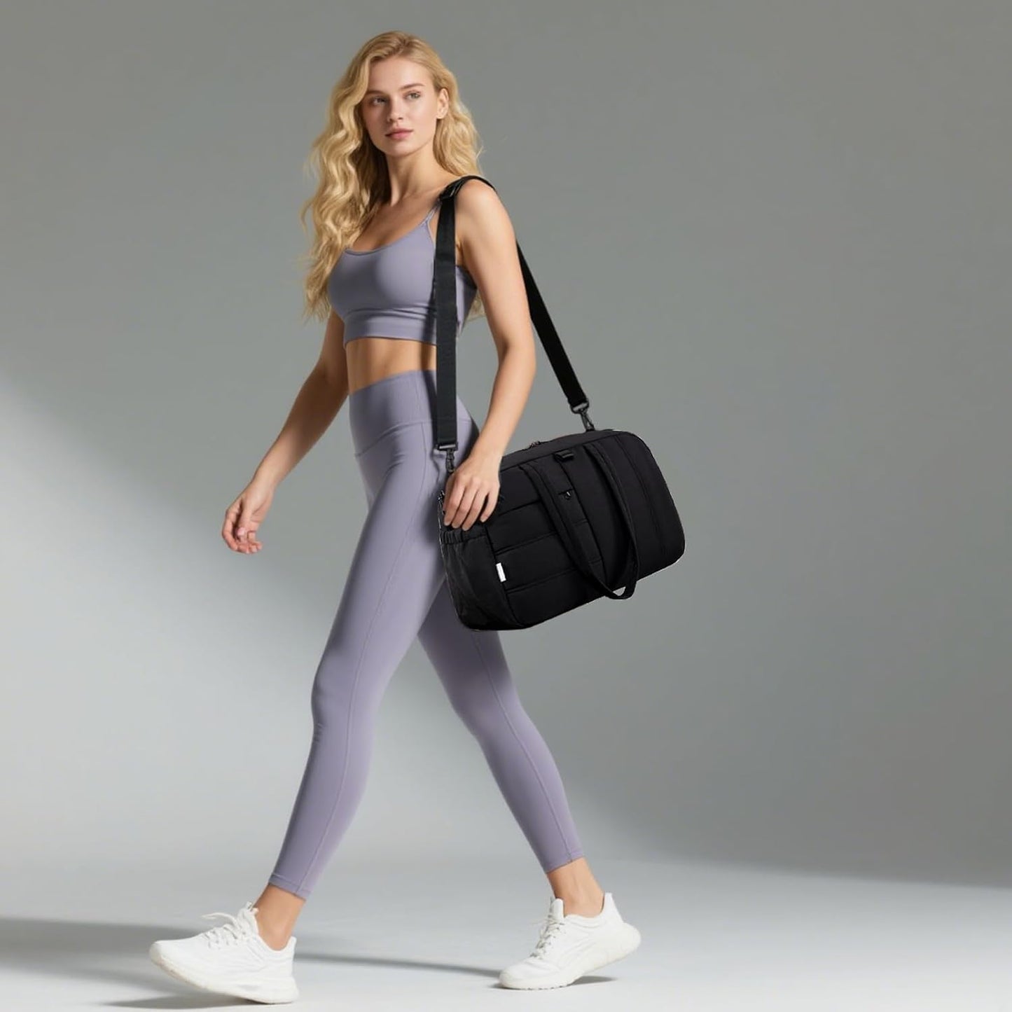 CAMTOP Gym Bag for Women with Yoga Mat Holder,16 Inches Quilted Duffle Bag for Travel Tote with Muiti-Pockets Lightweight Carry on Water resistant Overnight Weekender Personal Item Bags