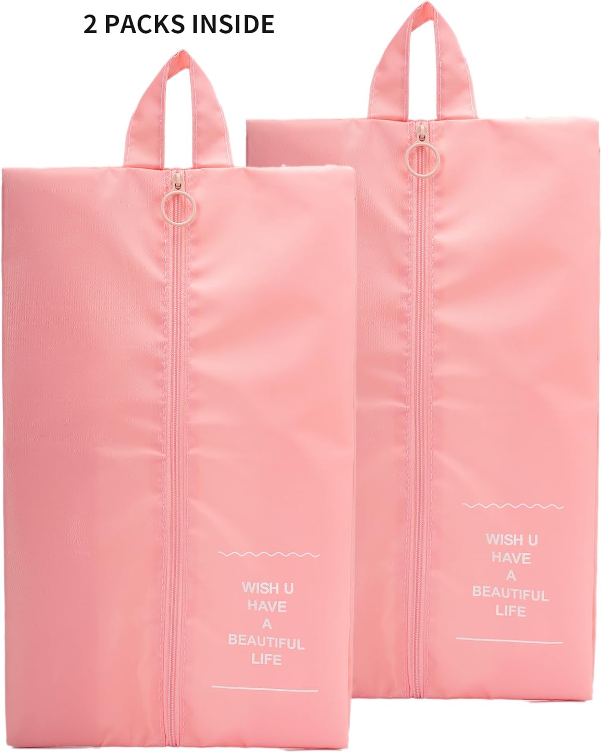 Shoe Bags for Travel, 2 Pack Large Multi-color Shoe Bags for Men Women, Waterproof Portable Shoe Organizer bag with Sturdy Zipper (Pink)