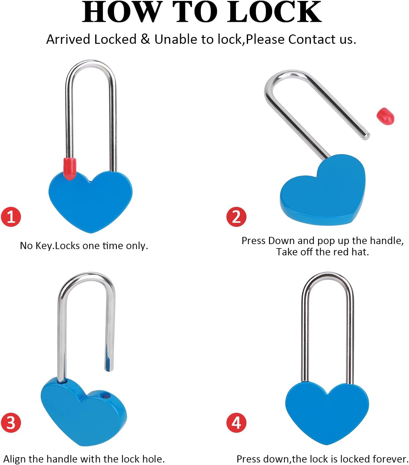 100PCS 3.5" 50mm Love Lock Heart Padlock,Blue Single Heart Wish Lock for Lovers Wedding,Valentines,Anniversary,Travel(NO Key)