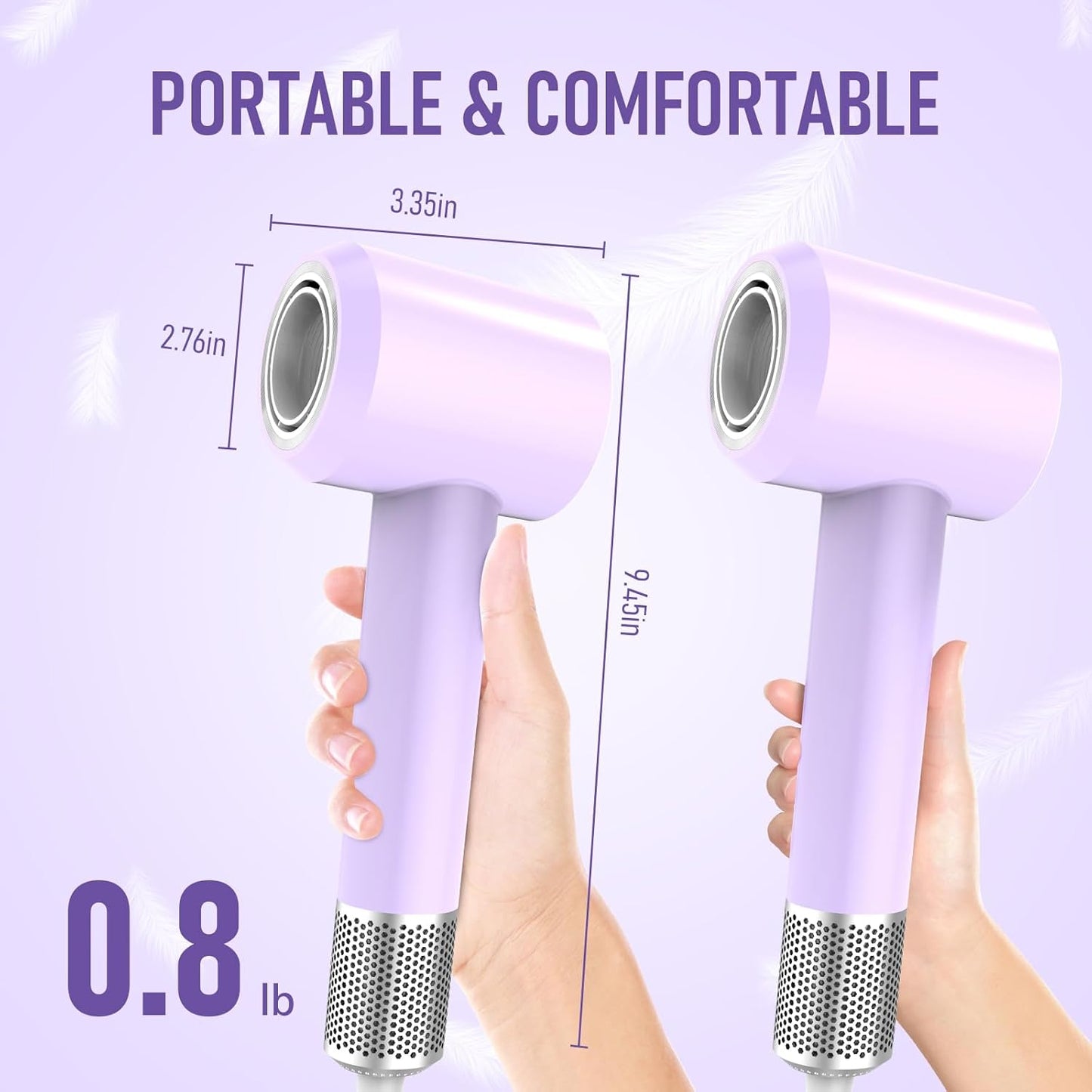 Hair Dryer, 1800W Fast Drying Blow Dryer with 160,000 RPM High-Speed Brushless Motor Low Noise Hairdryer with Magnetic Attachments for Home Salon Travel