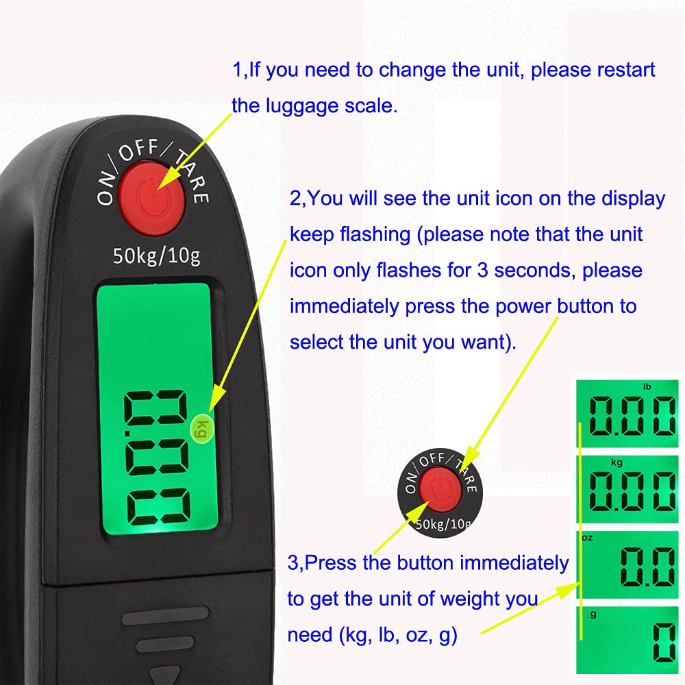 110lb 50kg Portable Digital Hanging Luggage Weight Scale Postal Scales, 2 AAA Batteries (Not Included) (Black)