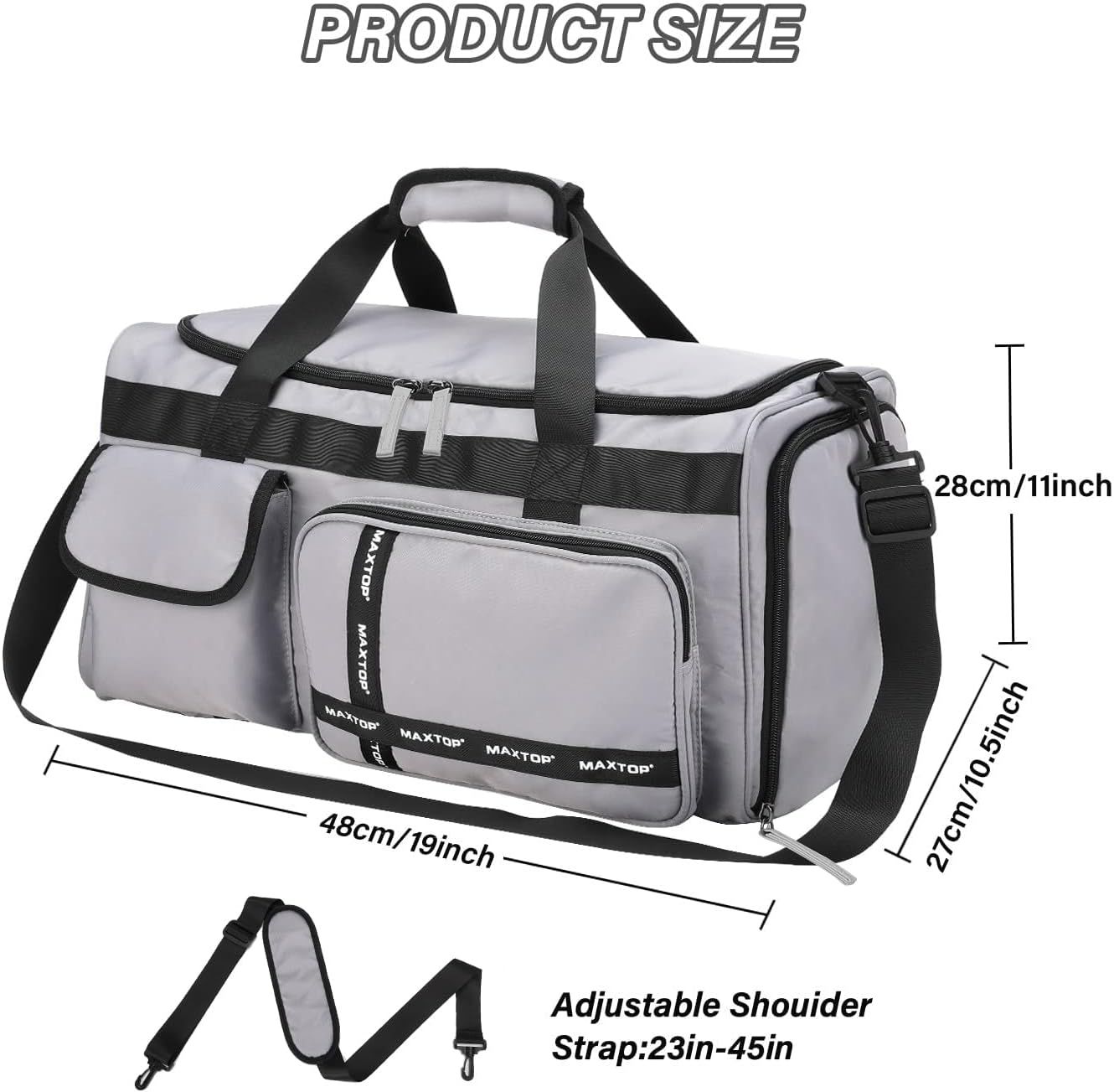 MAXTOP Gym Bag for Women Men Travel Duffle Bag Large Capacity Carry On Weekender Overnight Bag With Shoe Compartment Gym Tote Dry Wet Separation Duffel Bag for Travel