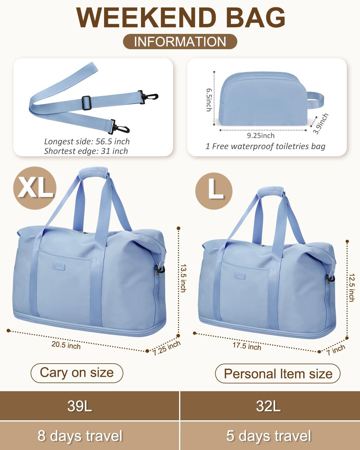 Expandable Travel Duffle Bags Weekender Overnight Bags for Women Men Hospital Bag for Women Labor Delivery with Toiletry Bag Waterproof