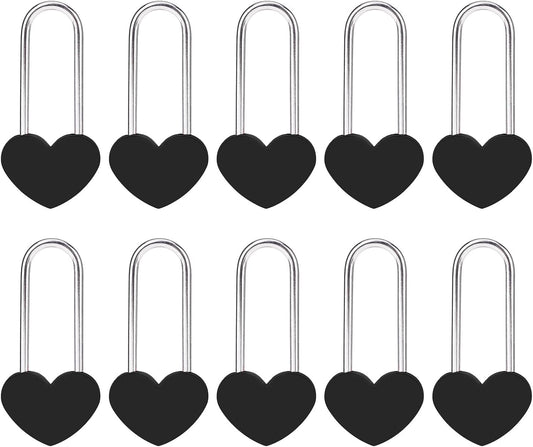 10PC 3.5" 50mm Love Lock Heart Padlock,Black Single Heart Wish Lock for Lovers Wedding,Valentines,Anniversary,Travel, Valentines Day, Bridge(NO Key)
