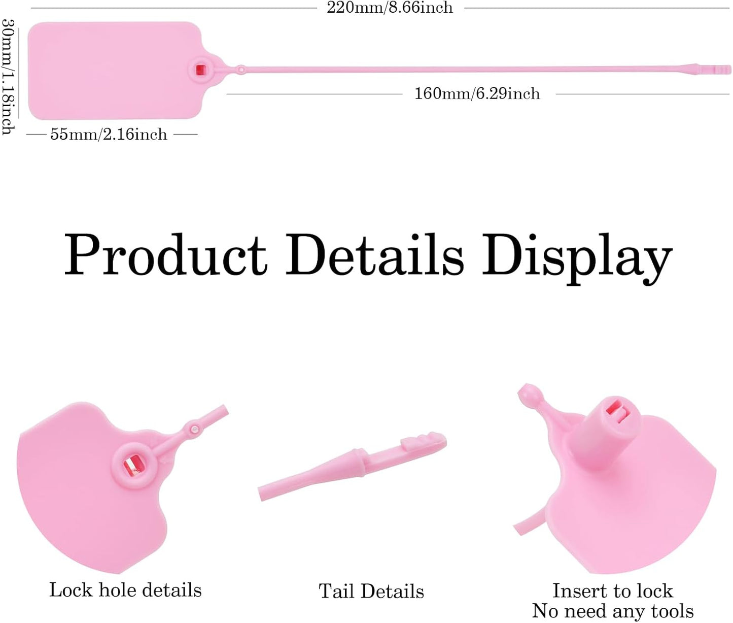 100pcs Luggage Tags Plastic Seals Shipping Label Logistics Use Sign Tie, Sealing Storage Multi Purpose Name ID Tag with Marker for Backpack, Schoolbag, Car Key (Pink)