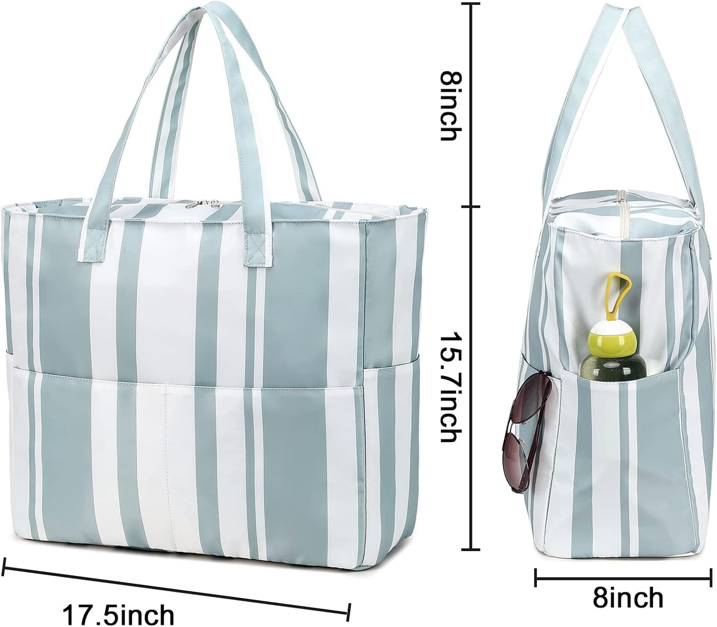 LEDAOU Beach Bag Waterproof Sandproof Women Tote Bag Pool Bag with Zipper for Gym Grocery Travel with Wet Pocket