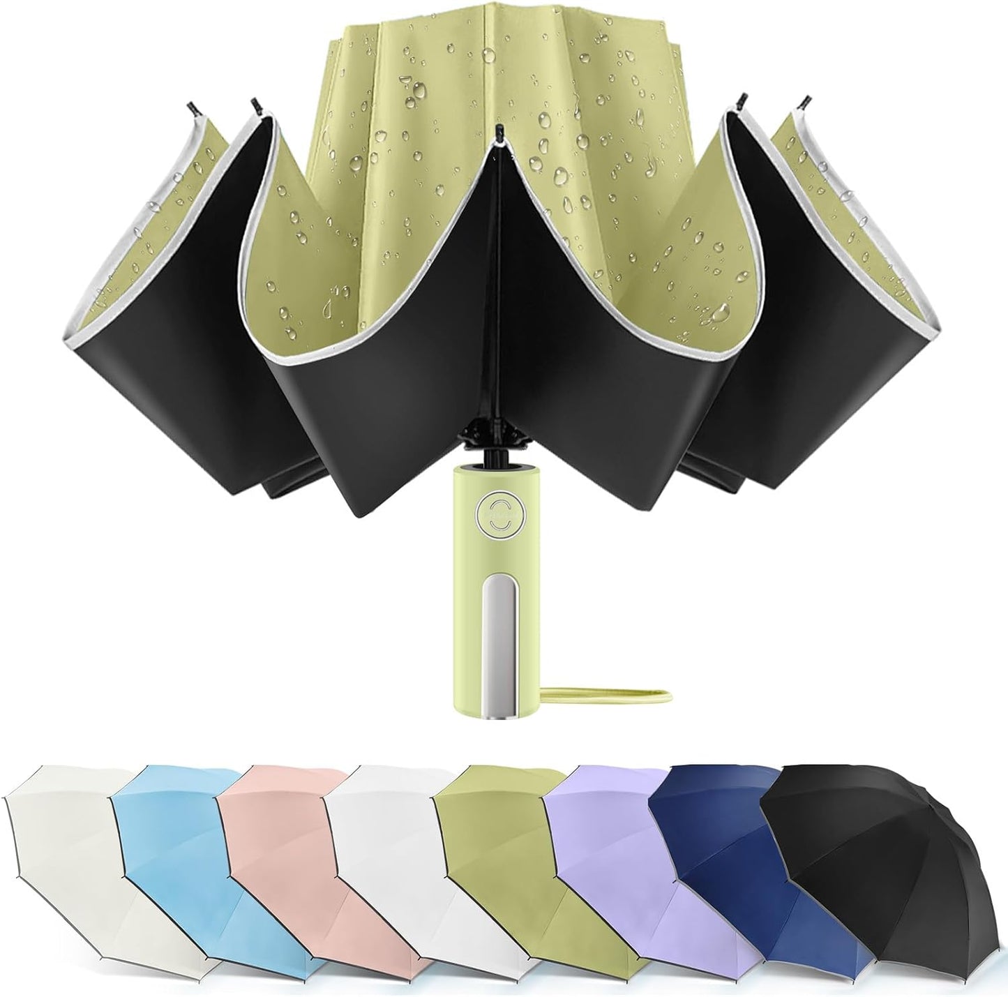 Bodyguard Inverted Umbrella - Large Windproof for Rain & Sun, Compact Reverse With Reflective Stripe, Teflon-Coated for Women Men, Travel Folding With Cover Bag