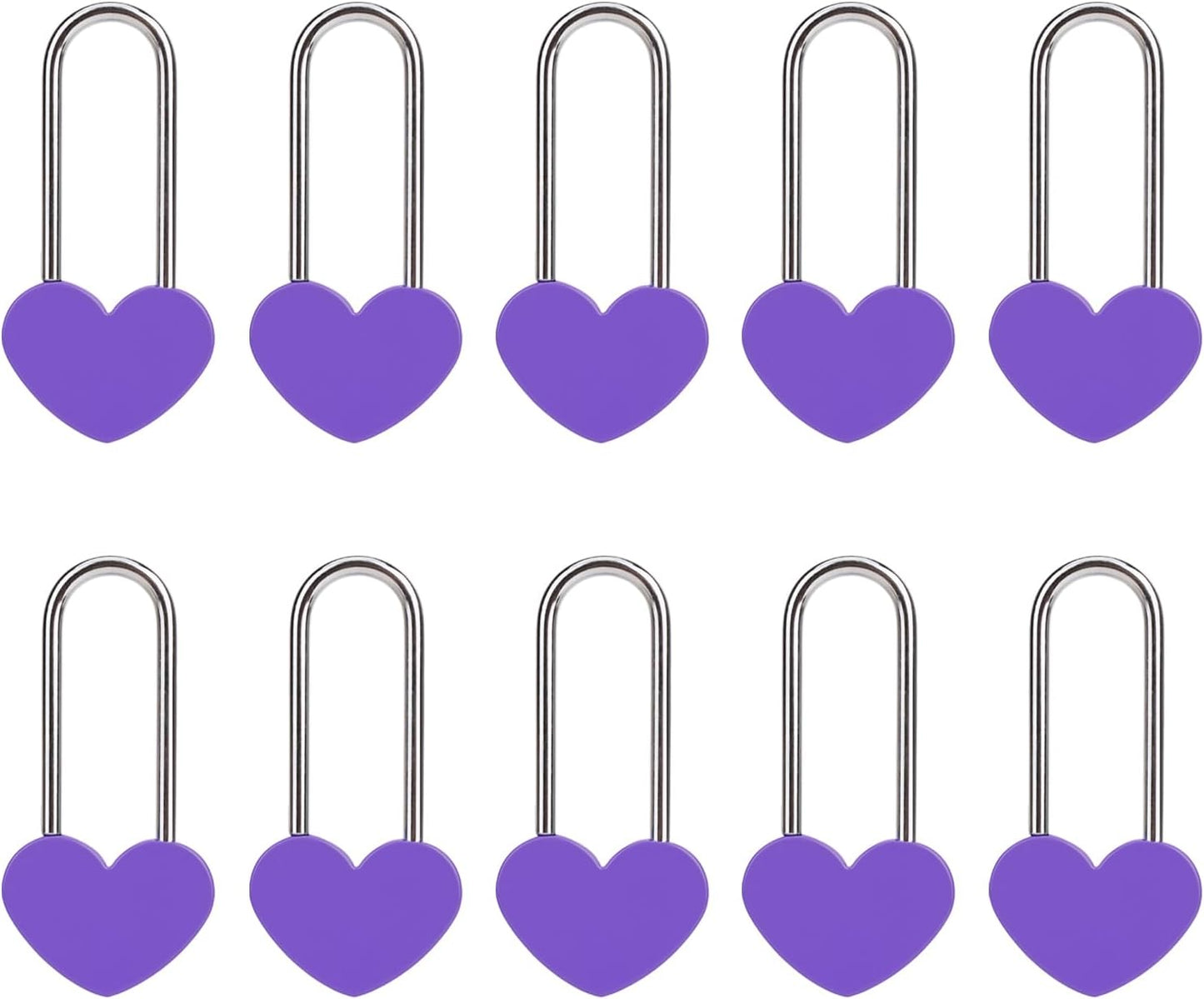 10PCS 3.5" 50mm Love Lock Heart Padlock,Purple Single Heart Wish Lock for Lovers Wedding,Valentines,Anniversary,Travel(NO Key)