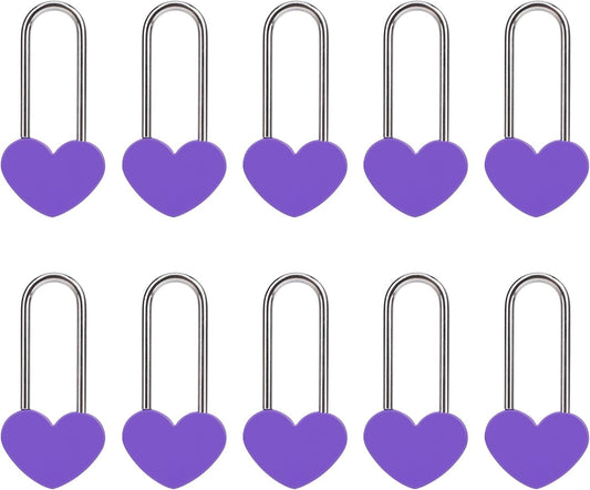 10PCS 3.5" 50mm Love Lock Heart Padlock,Purple Single Heart Wish Lock for Lovers Wedding,Valentines,Anniversary,Travel(NO Key)