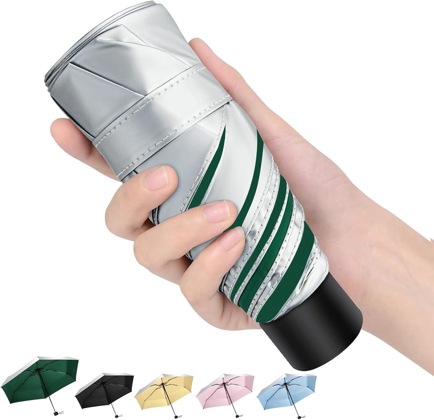 Travel Mini UV Umbrella for Purse Handbag Backpack in Small Size Sun & Rain Protection Compact Lightweight Tiny Pocket Umbrella for Kids Women Men