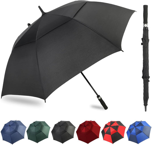 Automatic Open Golf Umbrella, 54/62/68/72 inch Extra Large Oversize Double Canopy Vented Stick Umbrellas, Windproof Waterproof Umbrella for Men And Women