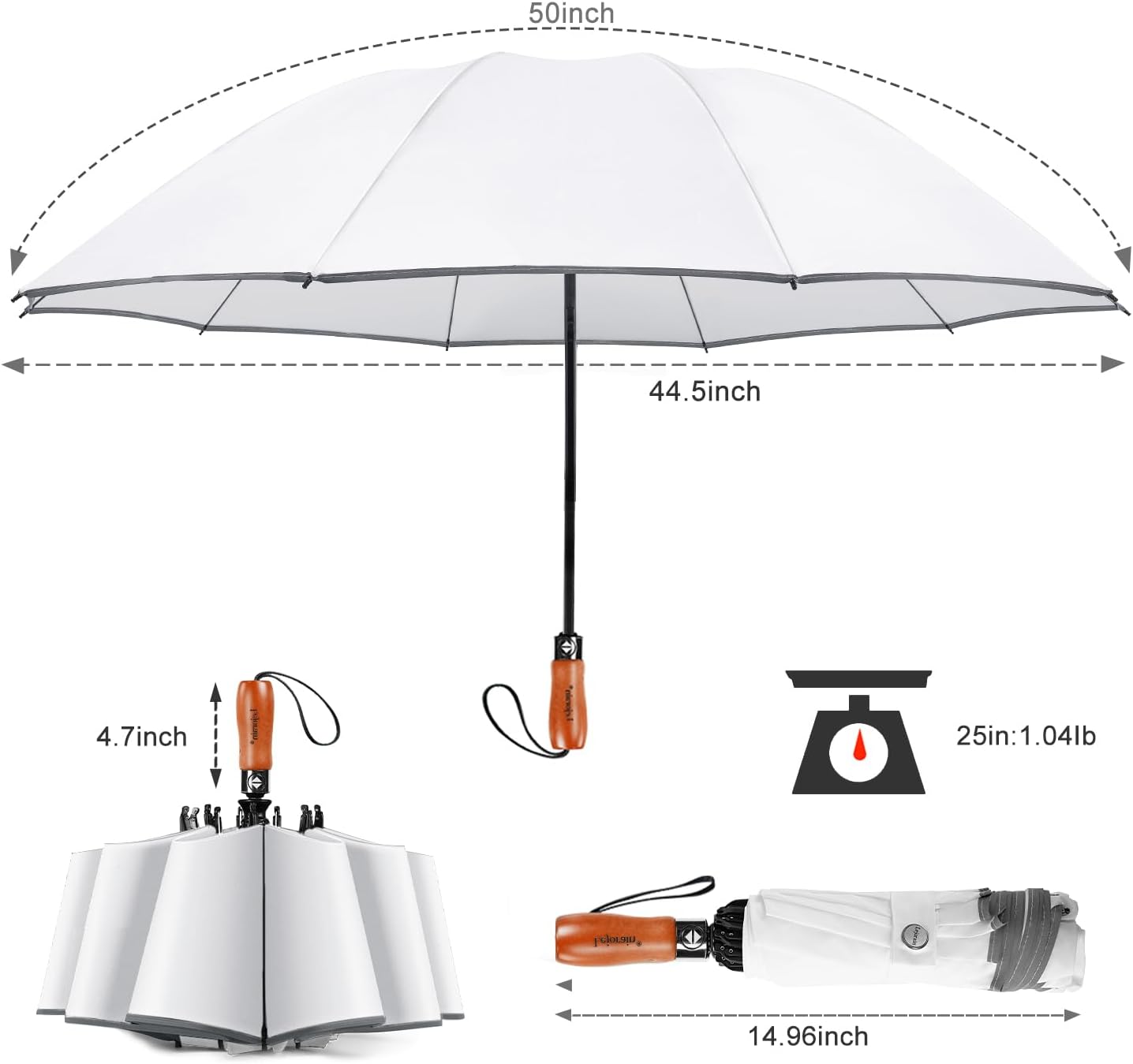 Lejorain Golf Large Inverted Umbrella - Black Big Windproof Heavy Duty Upside Down 46/50/54 Inch Compact Reverse Car Automatic Folding Reflective Umbrella