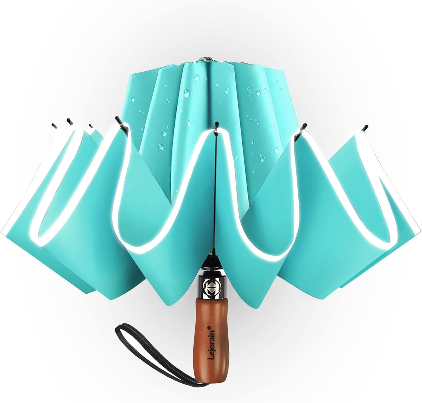 Lejorain Golf Large Inverted Umbrella - Black Big Windproof Heavy Duty Upside Down 46/50/54 Inch Compact Reverse Car Automatic Folding Reflective Umbrella