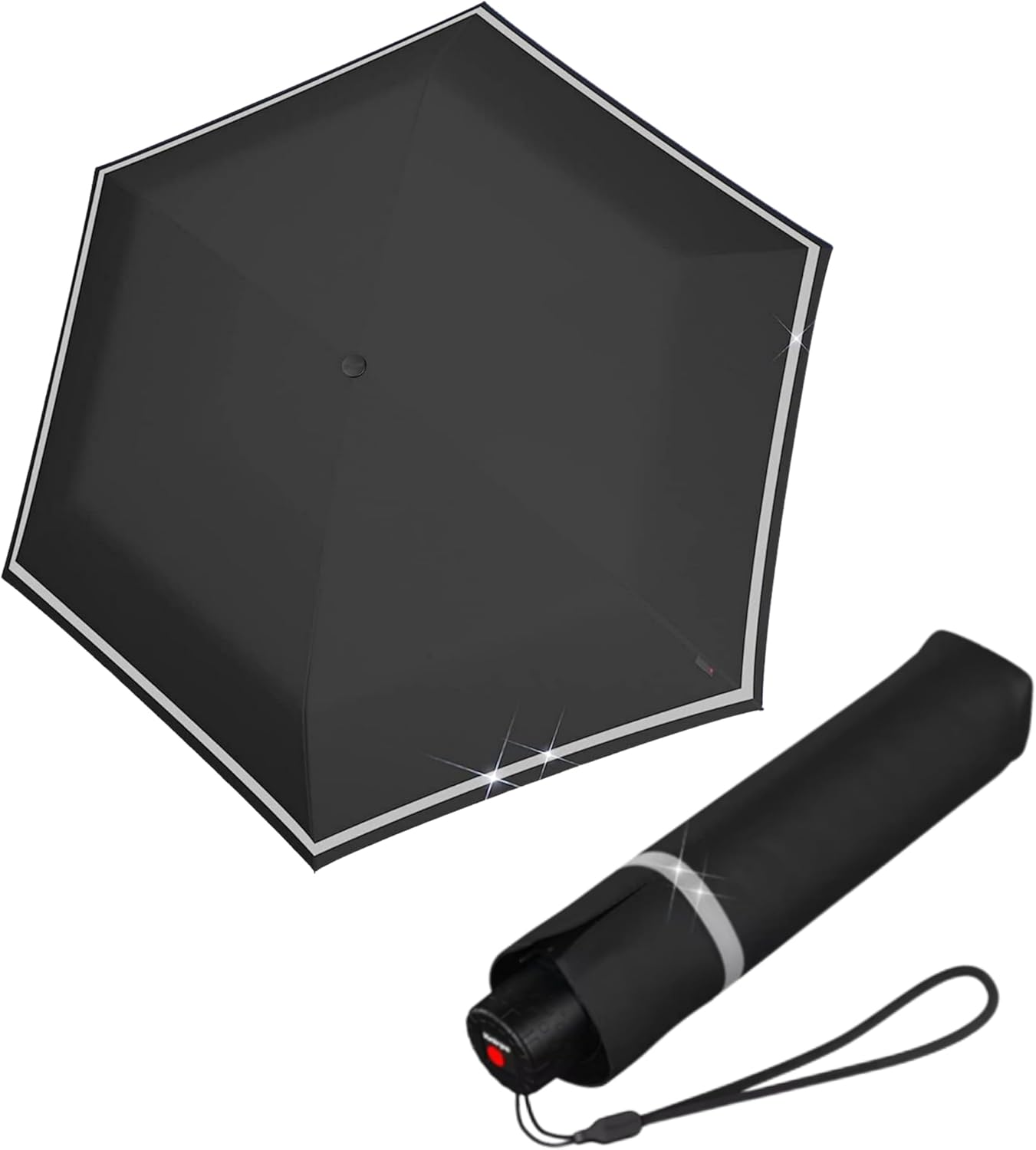 Knirps Rookie Manual Rain Umbrella for Elementary and Middle School Kids – 35.4" Canopy with Reflective Safety Stripe, Carrying Case Included