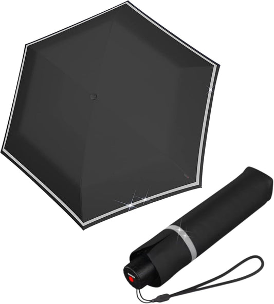 Knirps Rookie Manual Rain Umbrella for Elementary and Middle School Kids – 35.4" Canopy with Reflective Safety Stripe, Carrying Case Included