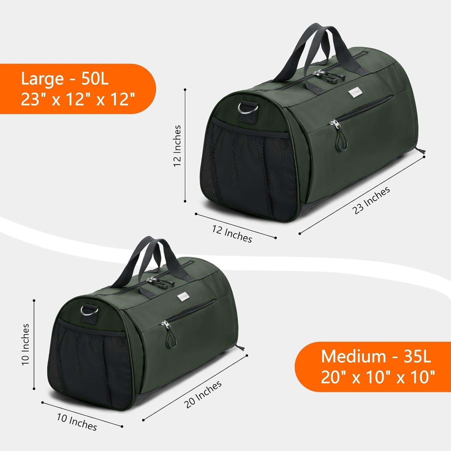 TOPDesign Gym Bag for Women & Men, Unisex Duffel Bag with Shoe Compartment & Wet Pocket for Travel Sports Gym (L Green)